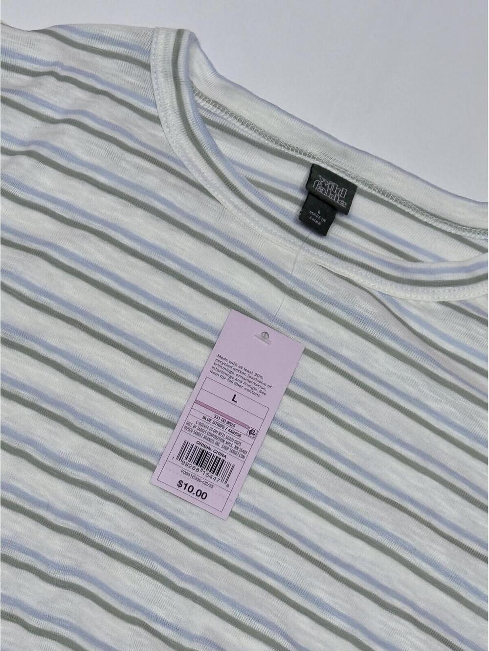 Wild Fable Striped Short Sleeve T-Shirt Size Large